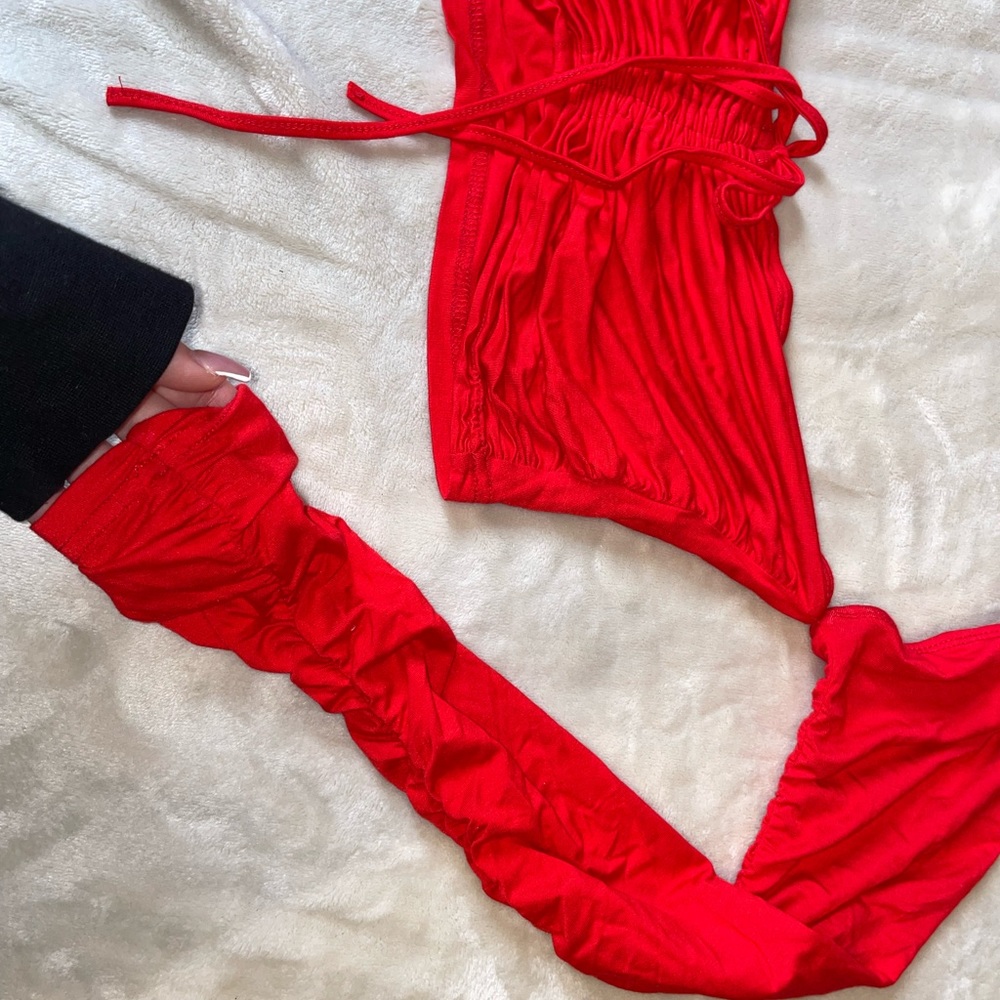 Red Strapless Top - Picture 2 of 3
